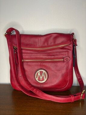 Red  Crossbody Bag with Gold Logo Accent